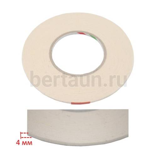 Тесьма клеевая 4мм белая 50м/бобина