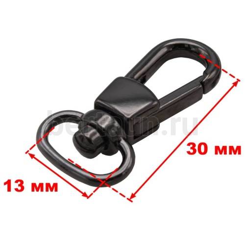 Карабин № 40 метал. д/сумок LT 0078 13мм темный никель 