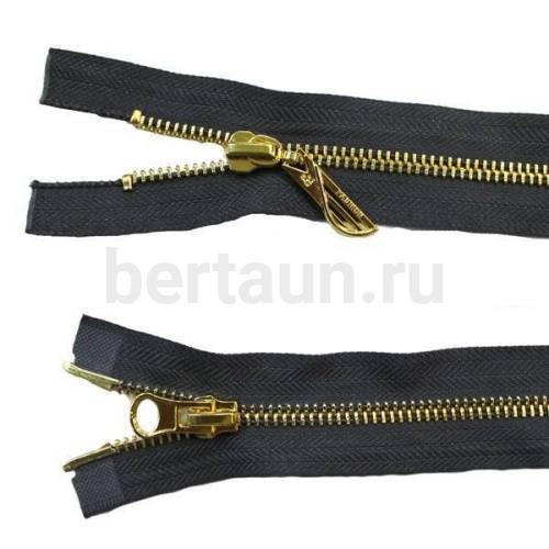 МОЛНИЯ №  5 КУРТОЧНАЯ ИТАЛИЯ Т5 метал.золото 100 см 2 замка т.серый