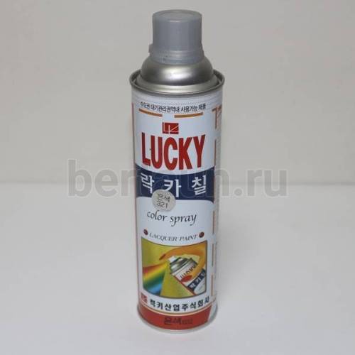 Краска №  8 аэрозоль "LUCKY" 400 мл № 321 серебристая