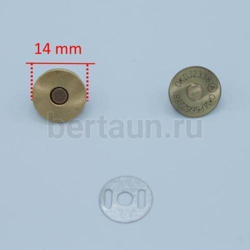 Кнопка №20 магнитная 14 мм антик (5 шт/уп)
