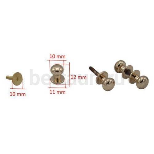 Фурнитура №32  кнопка кабурная для сумок и ремней  10*12 мм золото 10 шт/уп BERT