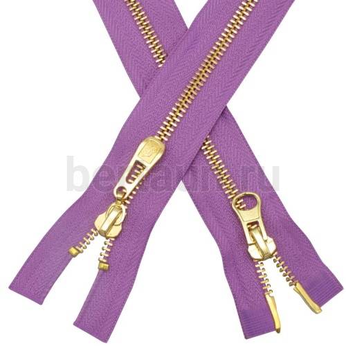 МОЛНИЯ № 56 КУРТОЧНАЯ ИТАЛИЯ Т5 метал.золото 100 см 2 замка сирень (172)