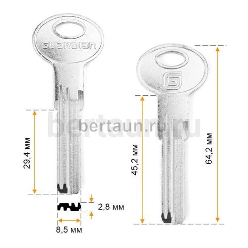 Заг.для ключ. ГАРДИАН 3 паза верт. 15*29,4х8,5х2,8 E-626  № 632