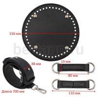 Заготовка №  6 Набор из экокожи для вязанных сумок-торба круглая KZBT050 черный