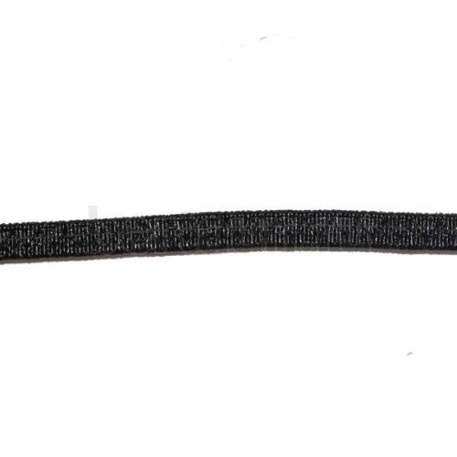 Резинка босоножная в кожаной оплетке 6 мм чёрная  цв.№ 7 Италия