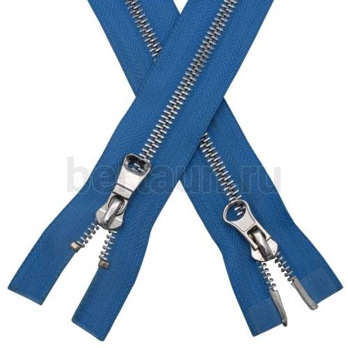 МОЛНИЯ №333 КУРТОЧНАЯ ИТАЛИЯ Т5 метал.никель 100 см 2 замка голубой (331)