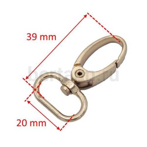 Карабин № 70 метал. д/сумок.CD 20мм арт.F-37TZ /B002GM/золото