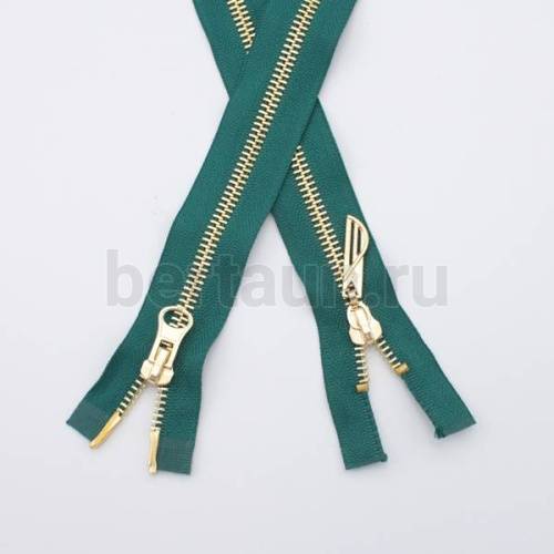 МОЛНИЯ № 47 КУРТОЧНАЯ ИТАЛИЯ Т5 метал.золото 100 см 2 замка темн.бирюзовый