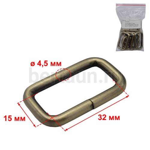 Рамка № 32 сумочная 32 мм RZJ50904(ф4,5*32*16) антик GFM 10 шт/упак