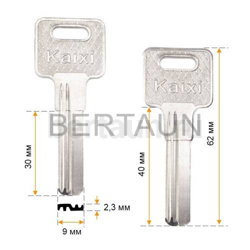 Заг.для ключ. KAIXI-1D_X_ 2 паза(9,0*30мм) верт. № 72 