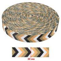 Стропа №32  40 мм принт "елочка цветная" бежевый TML (5 м/упак)