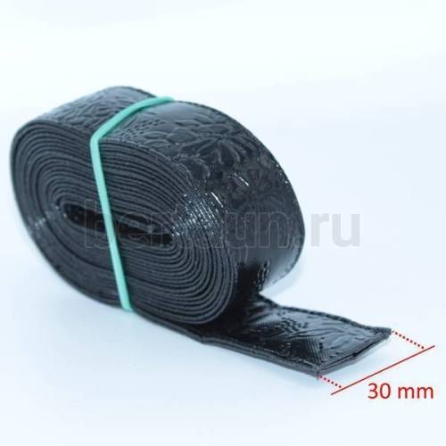 Ручки сумочные ПЛОСКИЕ №  9 3см*2м черные розы ЛАК