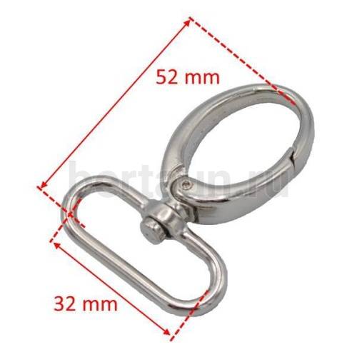 Карабин № 51 метал. д/сумок.GM 32мм арт.F-38 TZ / 7112 никель