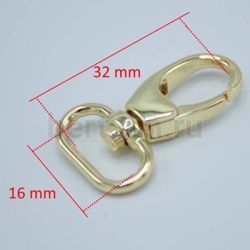 Карабин №  4 металический карабин для сумки GFM/LT 16 мм*32мм057/0079/РМ07 золото 