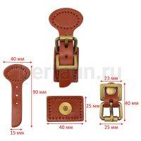 Заготовка №  7 Набор из экокожи для вязанных сумок пришивная пряжка KZ0264 рыжий