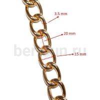 Цепь № 4 д/сумок плетение панцирное звено круглое 15*20*3,2мм золото