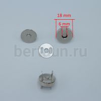 Кнопка №24 магнитная 18 мм никель /10314 GM (5 шт/уп)