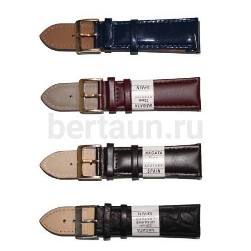 Ремешки для часов № 13  КОЖА 22 мм NAGATA в ассортименте