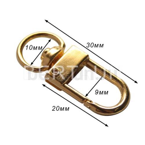 Карабин №170  метал. д/сумок 9 мм золото