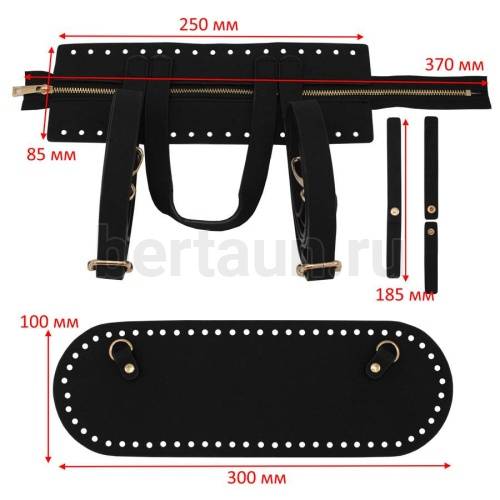 Заготовка №  2 Набор из экокожи для вязанных рюкзаков KZBT048 черный