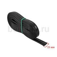 Ручки сумочные ПЛОСКИЕ № 55 1,5см*2м (PU 100%)Б-876-1 черный гладкий NEW блеск