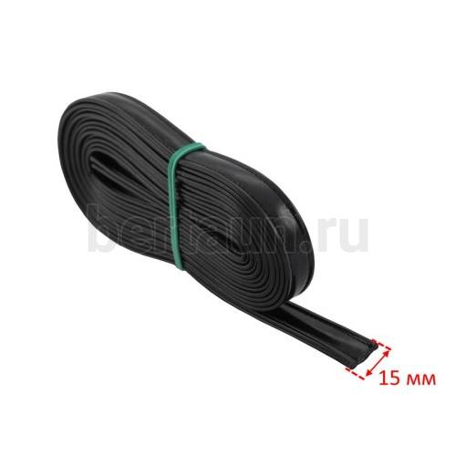 Ручки сумочные ПЛОСКИЕ № 55 1,5см*2м (PU 100%)Б-876-1 черный гладкий NEW блеск