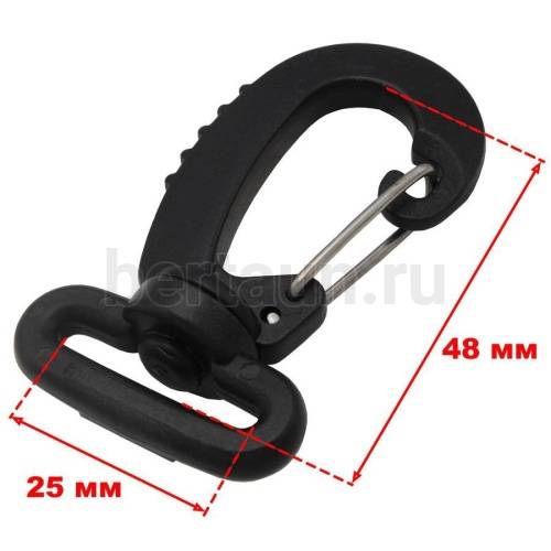 Карабин №128  пласт. д/сумок 25 мм G 5001 черный 10 шт/упак