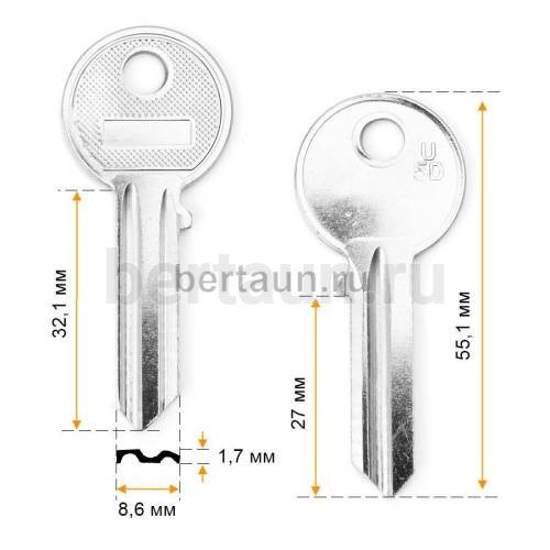 Заг.для ключ. U5D_U5D_UL050_UNL5 _Универсал (1,7mm) англ. №581 