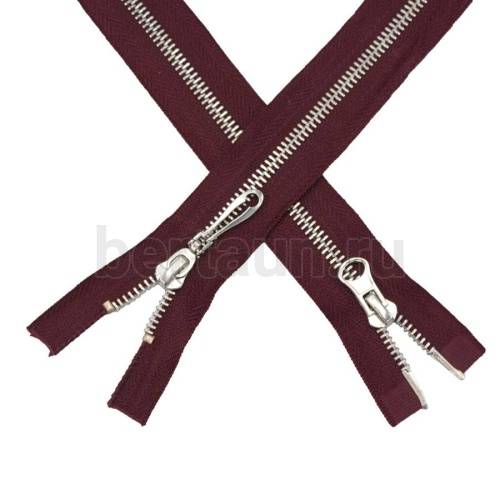 МОЛНИЯ № 51 КУРТОЧНАЯ ИТАЛИЯ Т5 метал.никель 100 см 2 замка бордо