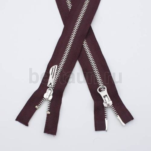 МОЛНИЯ № 48 КУРТОЧНАЯ ИТАЛИЯ Т5 метал.никель 100 см 2 замка бордо