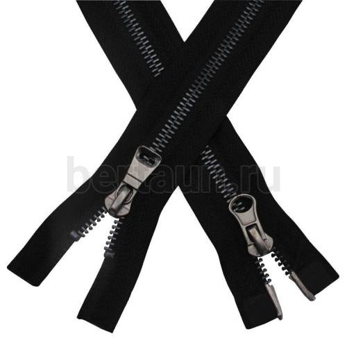 МОЛНИЯ №332 КУРТОЧНАЯ ИТАЛИЯ Т5 метал.темный никель 80 см 2 замка черный (322)