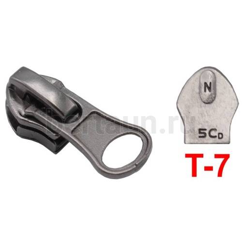 Замок-бегунок №230 спираль Т7 потайной ОБРАТКА BERT темный никель 