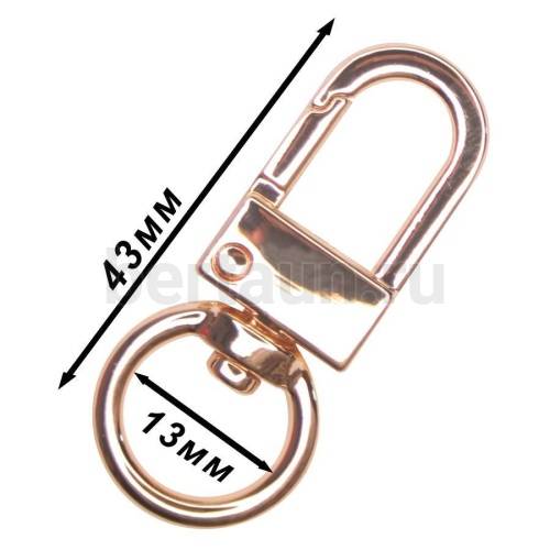 Карабин №173  метал. д/сумок FCD Н074 13мм золото