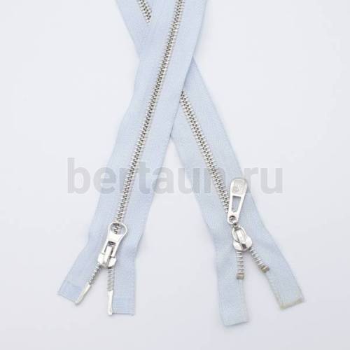 МОЛНИЯ № 74 КУРТОЧНАЯ ИТАЛИЯ Т5 метал.никель 100 см 2 замка св.голубой