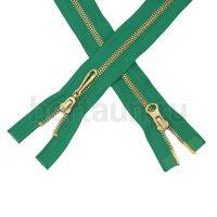 МОЛНИЯ №137 КУРТОЧНАЯ ИТАЛИЯ Т5 метал.золото 100 см 2 замка зеленый