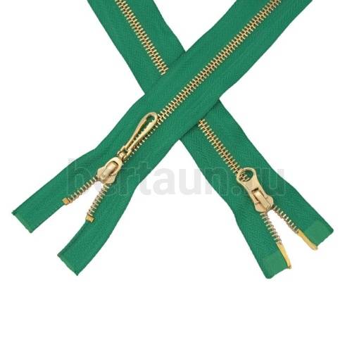 МОЛНИЯ №137 КУРТОЧНАЯ ИТАЛИЯ Т5 метал.золото 100 см 2 замка зеленый