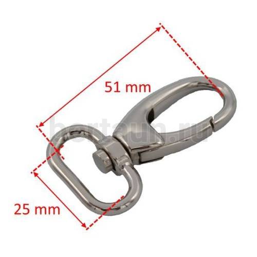 Карабин № 24 метал. д/сумок LT 25 мм арт.7578 никель