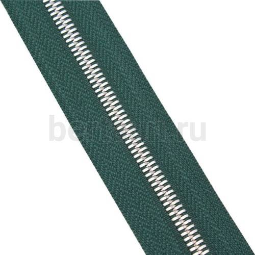 Молния рулонная №  87 МЕТАЛЛ никель Т5 GFM С890 тем.зеленая
