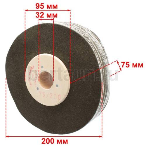 Инстр. №251 Щётка ВОЙЛОЧНАЯ круги 75*200 внутр d 32mm ITALY