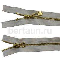 МОЛНИЯ №  7 КУРТОЧНАЯ ИТАЛИЯ Т5 метал.золото 100 см 2 замка св.серый