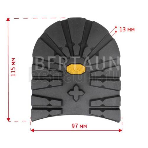 Набойка №20106 BISSELL мягкая 617ТК (72A) ТАНК 13 мм  мужская черный BLACK (2) "желтый логотип"