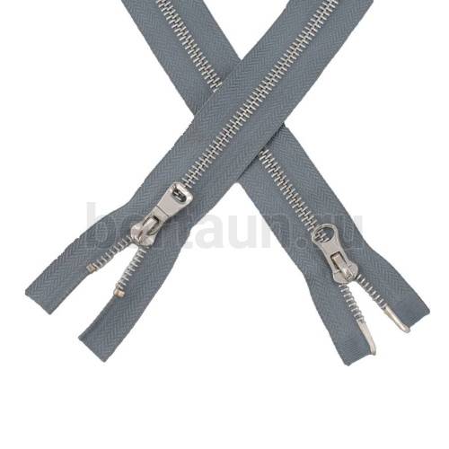 МОЛНИЯ № 14 КУРТОЧНАЯ ИТАЛИЯ Т5 метал.никель 100 см 2 замка серая