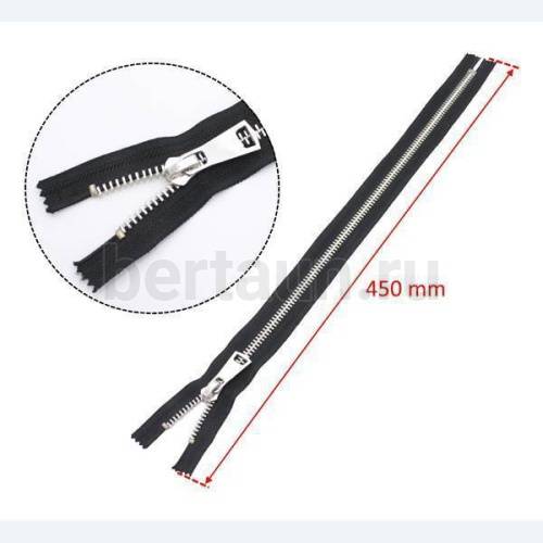 МОЛНИЯ №183 МЕТАЛЛ Т8 для сапог никель 45 см черн  GM