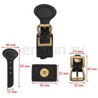 Заготовка №  7 Набор из экокожи для вязанных сумок пришивная пряжка KZ0264 черный