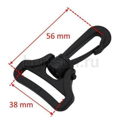 Карабин № 55 пласт. д/сумок.38 мм G5010 ТМЛ черный