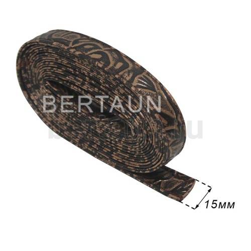 Ручки сумочные ПЛОСКИЕ №150 1,5 см*2м золото, корич. розы