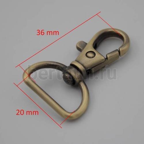 Карабин №100 метал. д/сумок LT РМ04 НМ05-19.1(7443-D) 20мм антик