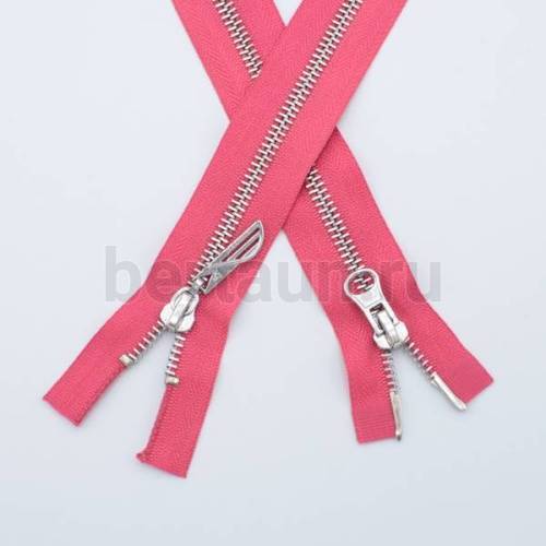 МОЛНИЯ № 65 КУРТОЧНАЯ ИТАЛИЯ Т5 метал.никель 100 см 2 замка св.коралловый