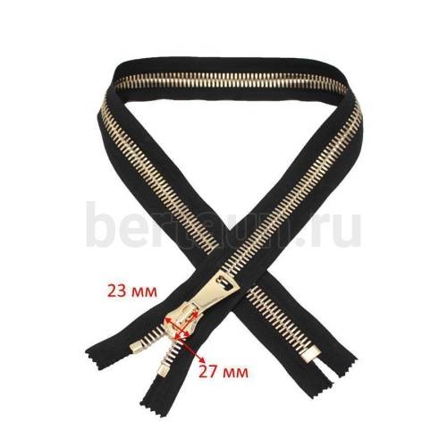 МОЛНИЯ №313 неразъемная Т-15 метал.ЗОЛОТО 80 см черная